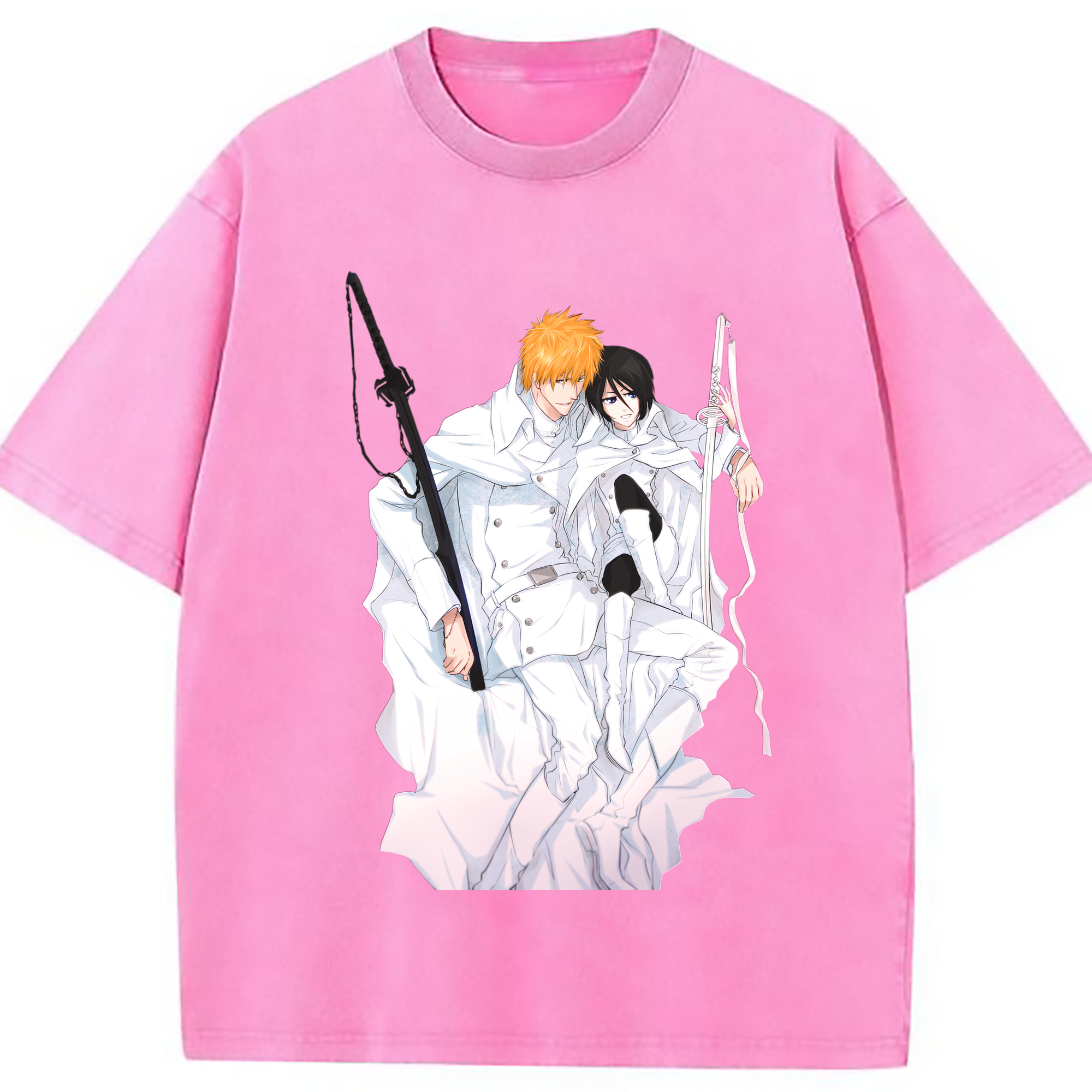 （画像用） ブリーチ 黒崎一護（くろさき いちご）BLEACH Kurosaki Ichigo 綿100% ヴィンテージ風 半袖Tシャツ（フロントプリント）